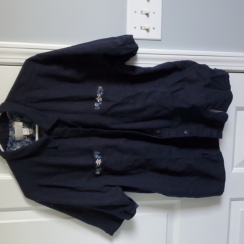 Navy Flowered top